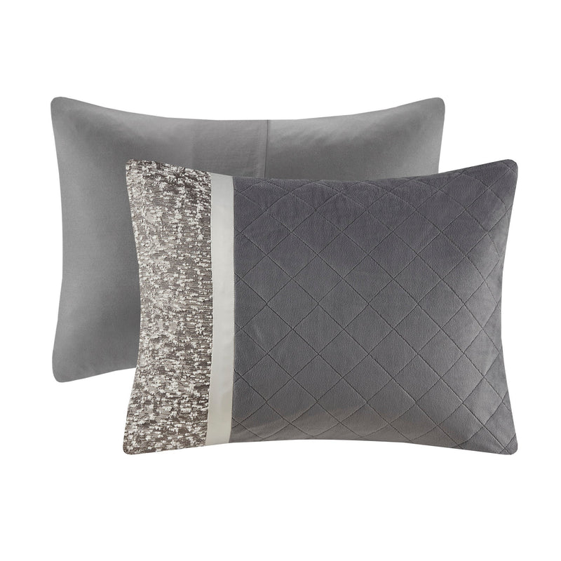 5 Piece Textured Jacquard Stripe Comforter Set with Throw Pillows-King/Cal King