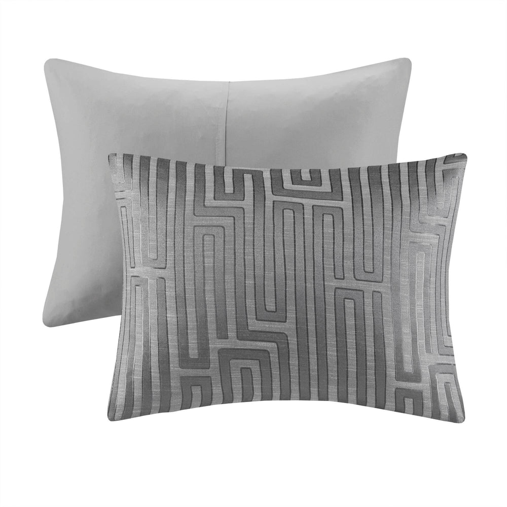 10 PCS King Luxury Jacquard Comforter Set Grey Media 17