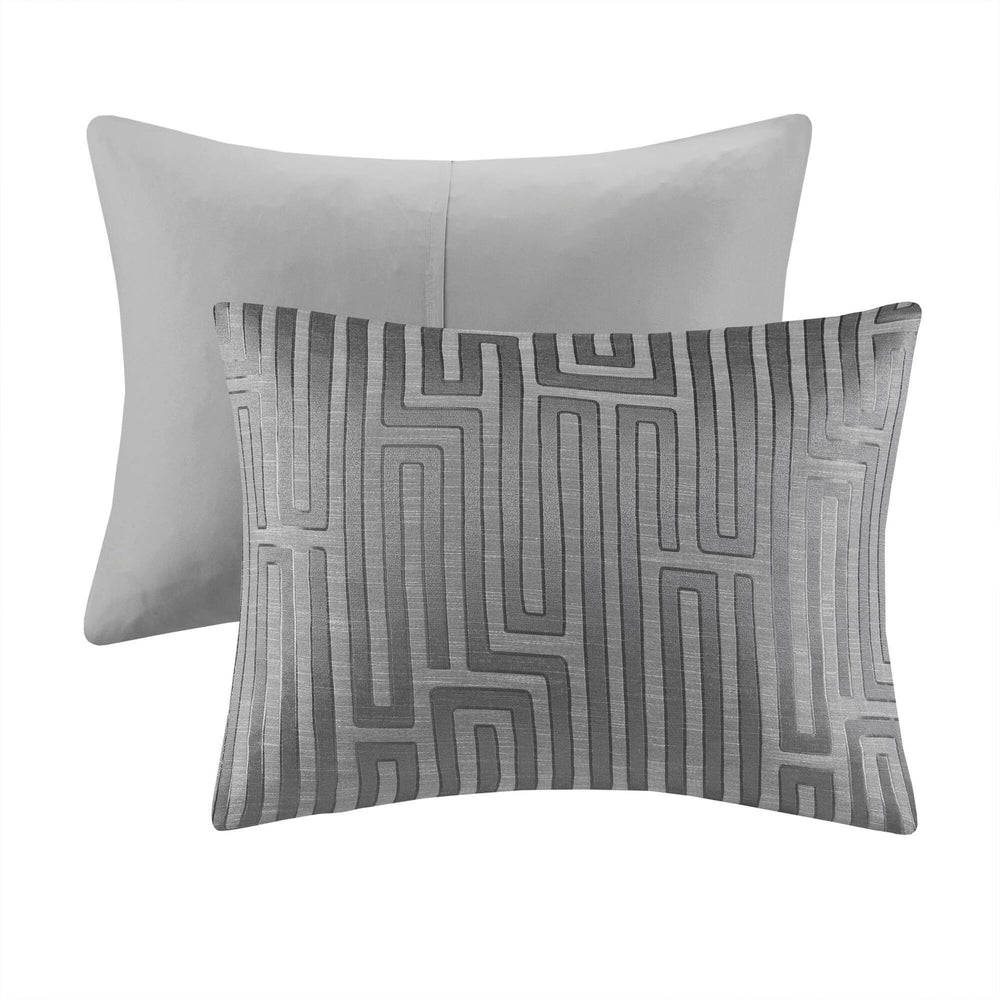 10 PCS Queen Luxury Jacquard Comforter Set Grey Media 16