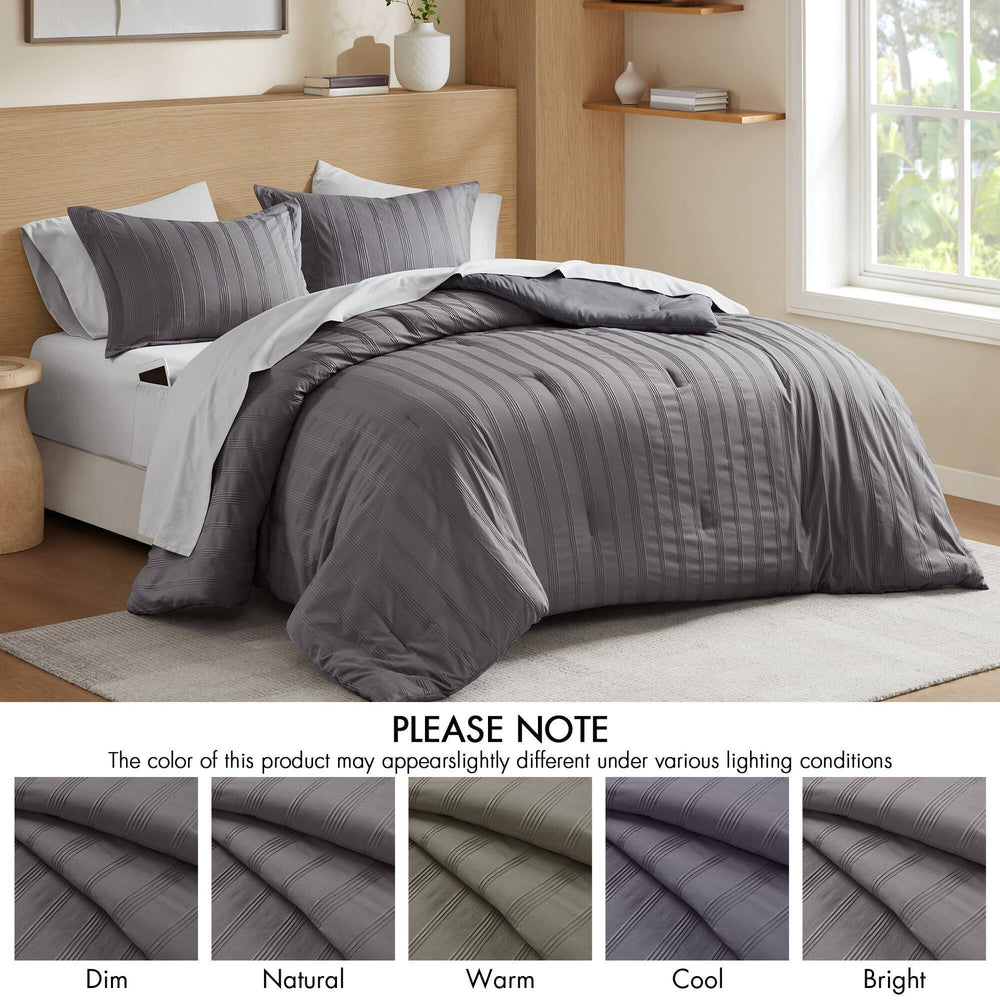 7-Piece Full Woven Striped Comforter Set Media 9
