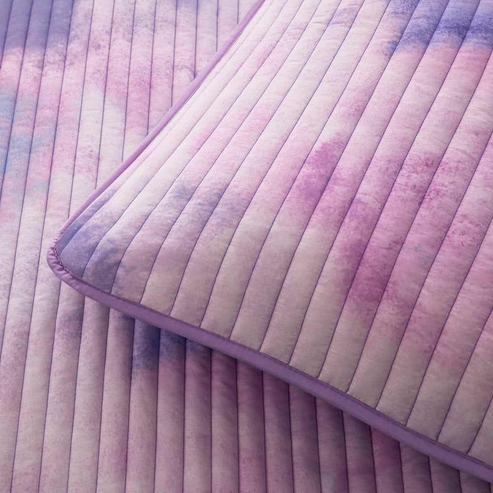 3 Pieces Twin/Twin XL Watercolor Tie Dye Printed Quilt Set with Throw Pillow,Purple Media 17