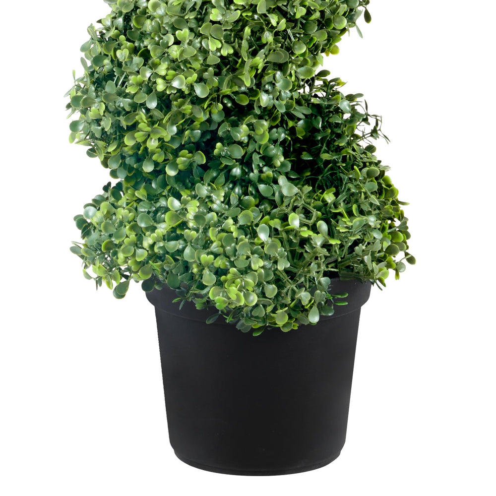 2 pcs. Artificial Boxwood Tower Topiary Spiral Artificial Plant 122cm high Decorative Plant Green Plastic PE Iron Topiary Plants incl. 10 pcs. Replacement Leaves Media 8