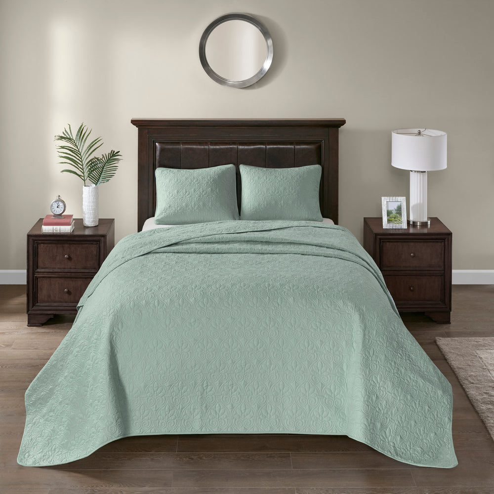 Reversible Bedspread Set Seafoam Queen Media 5