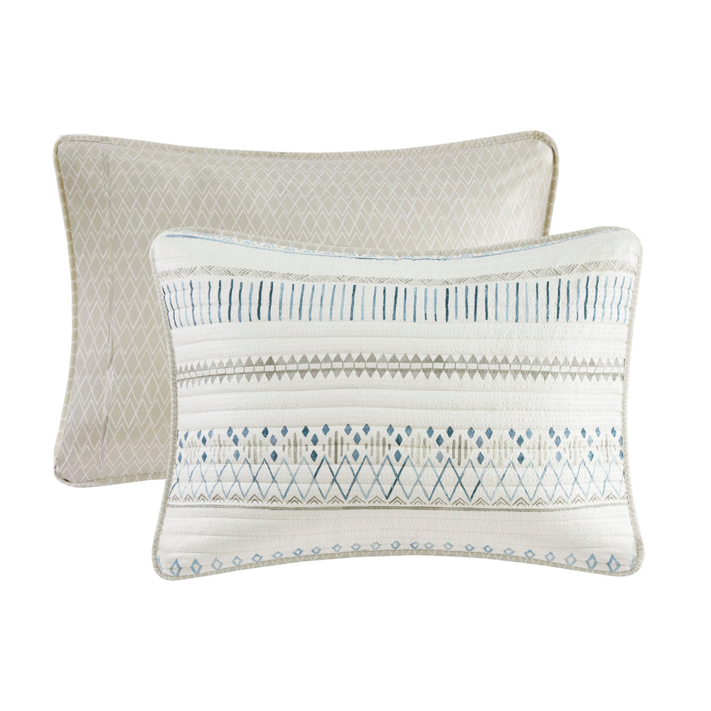 3 Piece   Seersucker Quilt Set Taupe/Blue King/Cal King Media 15