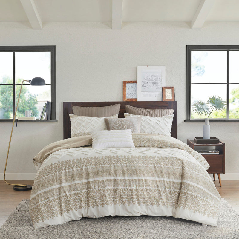 Full/Queen 3 Piece Cotton Duvet Cover Set with Chenille Tufting