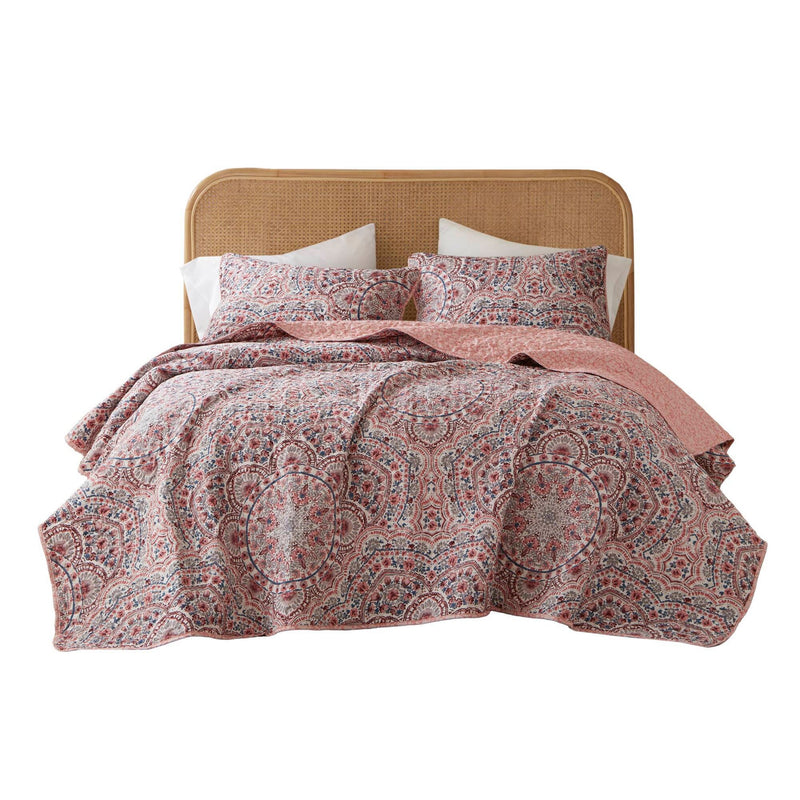 3-Piece King Boho Floral Reversible Quilt