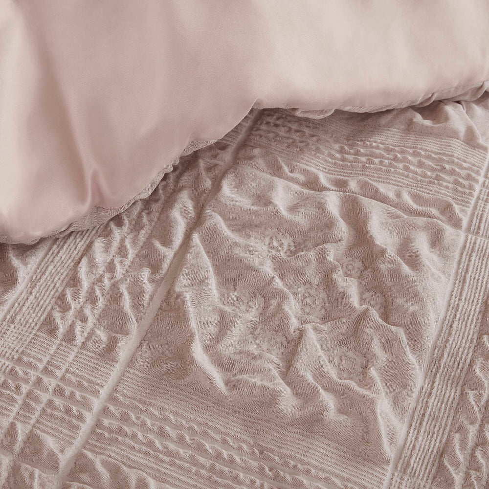 5-Piece Full/Queen 5 Piece Sculpted jacquard comforter set,Pink Media 8