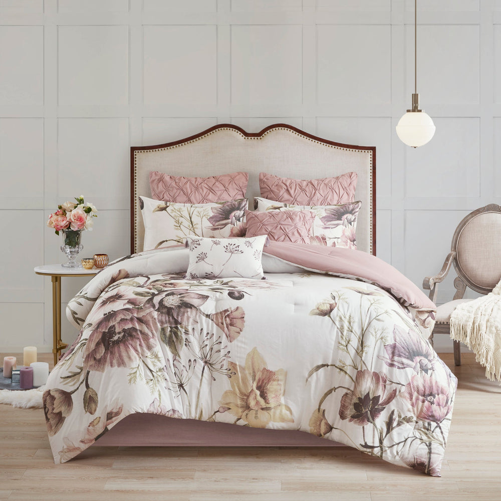 8 Piece Cotton Printed Comforter Set Blush King Media 17