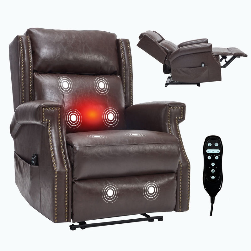 Manual Recliner Chair Faux Leather Massage With 8 Vibrating Nodes & 3 Modes For Living Room
