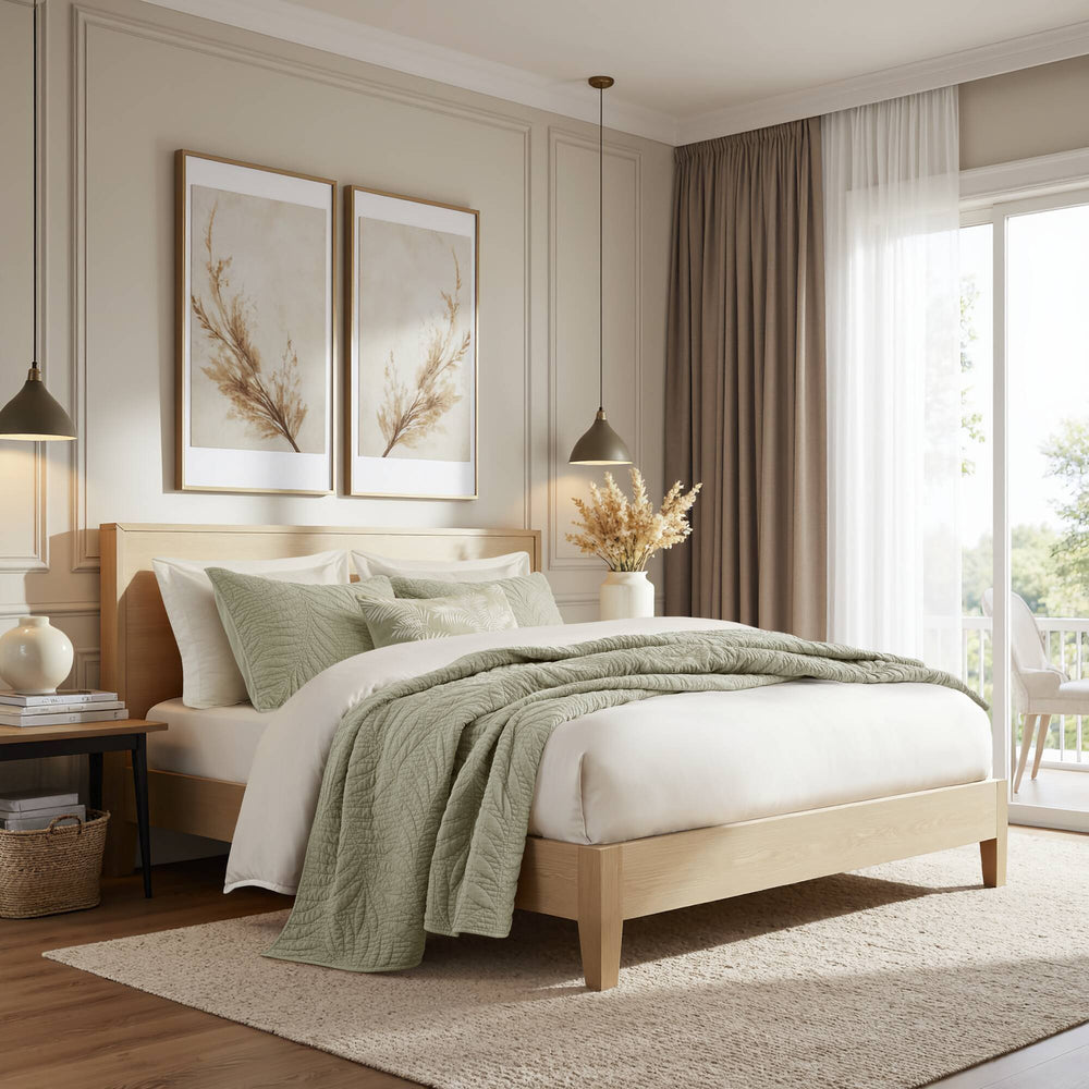 Full/Queen 3 Piece Cotton Quilt Set Sage Media 2