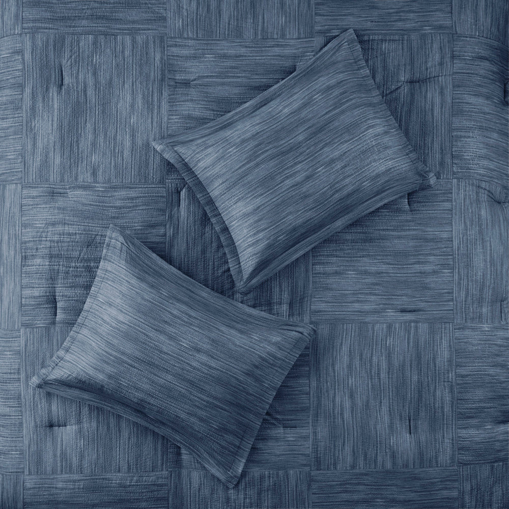 7 Piece Printed Seersucker Comforter Set Navy Queen Media 15