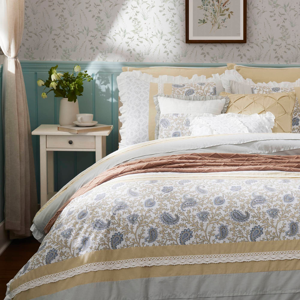 9 Piece Cotton Percale Comforter Set Yellow King Media 12