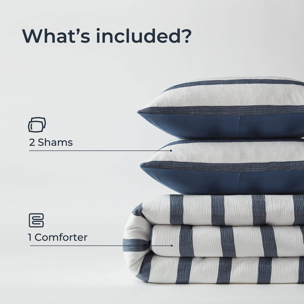 3-Piece Full/Queen Yarn-dyed striped comforter Media 4