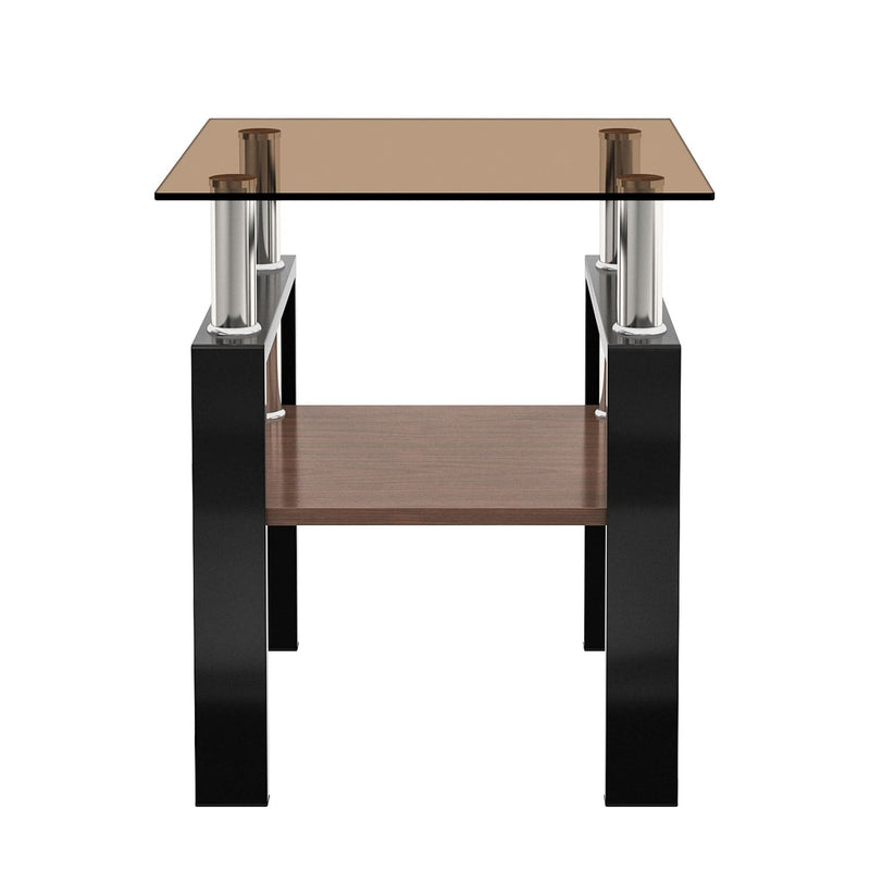 Tempered Glass Tables Square Black Living Room Contemporary Set Of Two