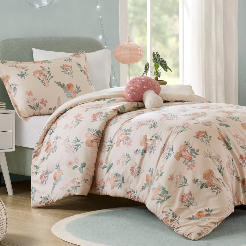 3- Piece Twin/Twin XL Mushroom Garden Comforter Set