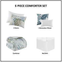 6 Piece Oversized Cotton Comforter Set with Throw Pillow perspective