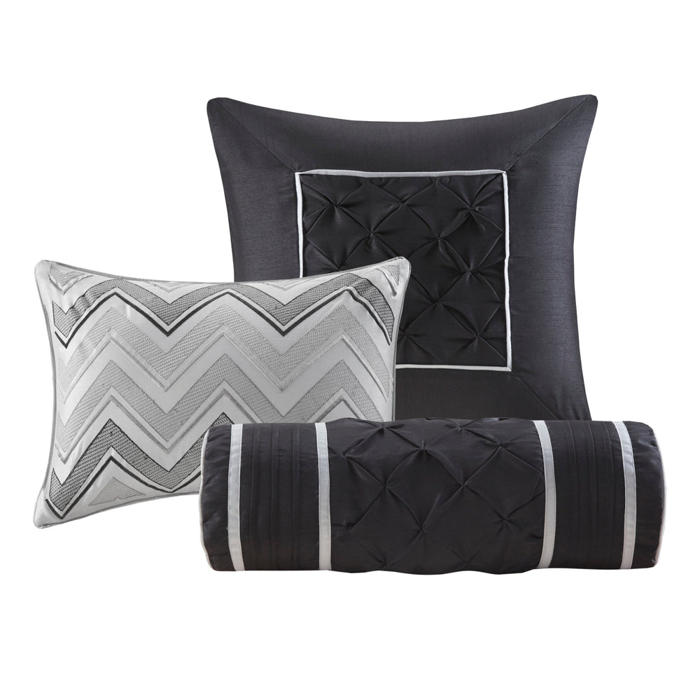 7-Piece Full 100% Polyester Pieced Pleated Tufted Comforter Set Media 8