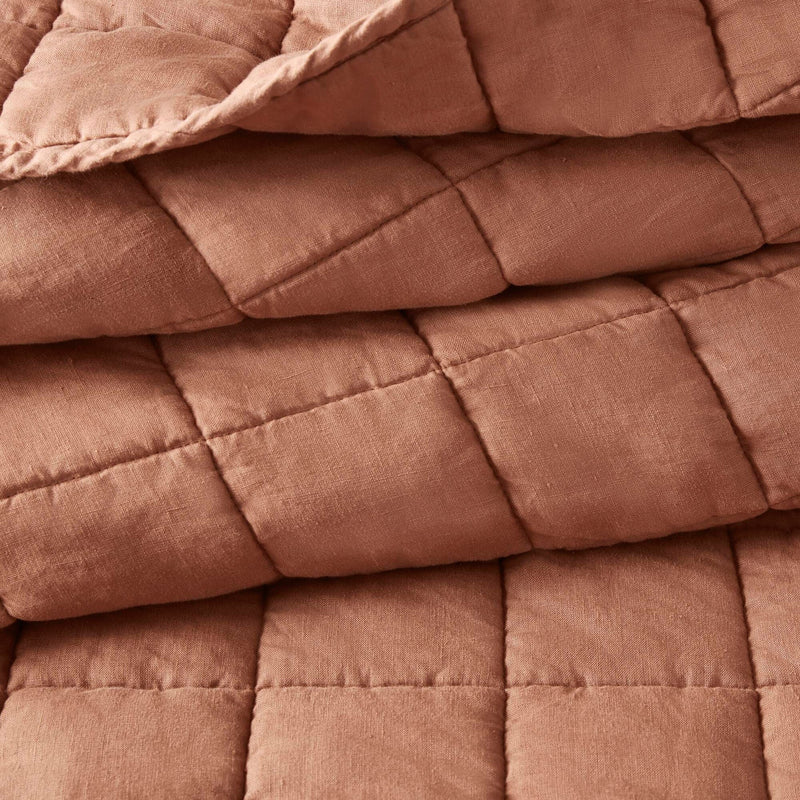 3-Piece King/Cal King Linen Garment Washed Quilt Set,Clay
