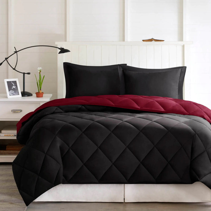 3M Scotchgard Diamond Quilting Reversible Down Alternative Comforter Set