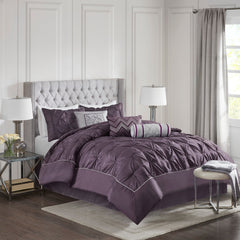 7-Piece 100% Polyester Pieced Pleated Tufted Comforter Set perspective