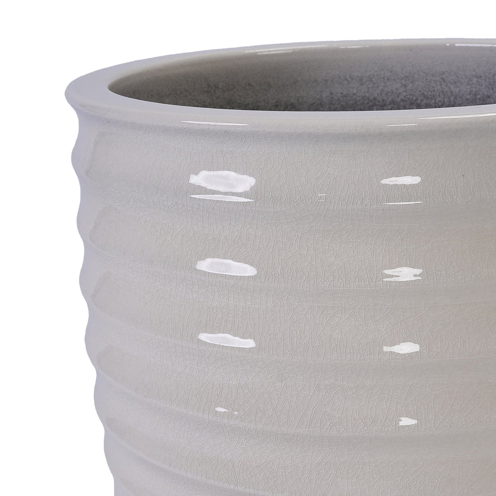 Ceramic Flowerpot, Modern Planter for Patio, Garden, Windowsill - Milk White Media 7