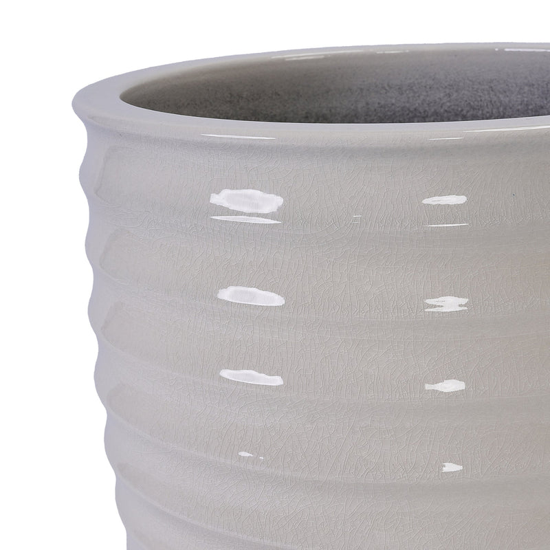 Ceramic Flowerpot, Modern Planter for Patio, Garden, Windowsill - Milk White