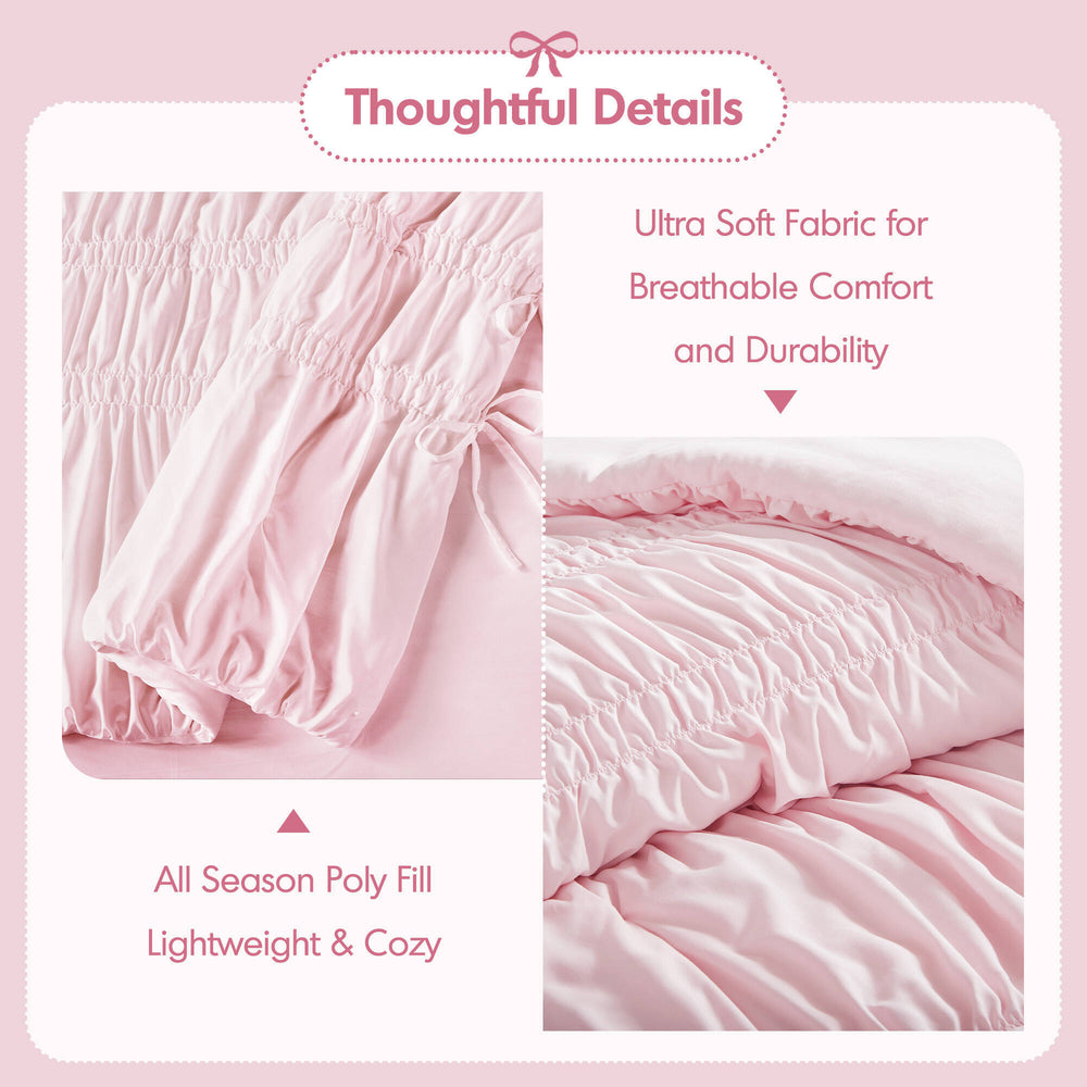 5 Pieces Full/Queen Comforter Set,Pink Media 2