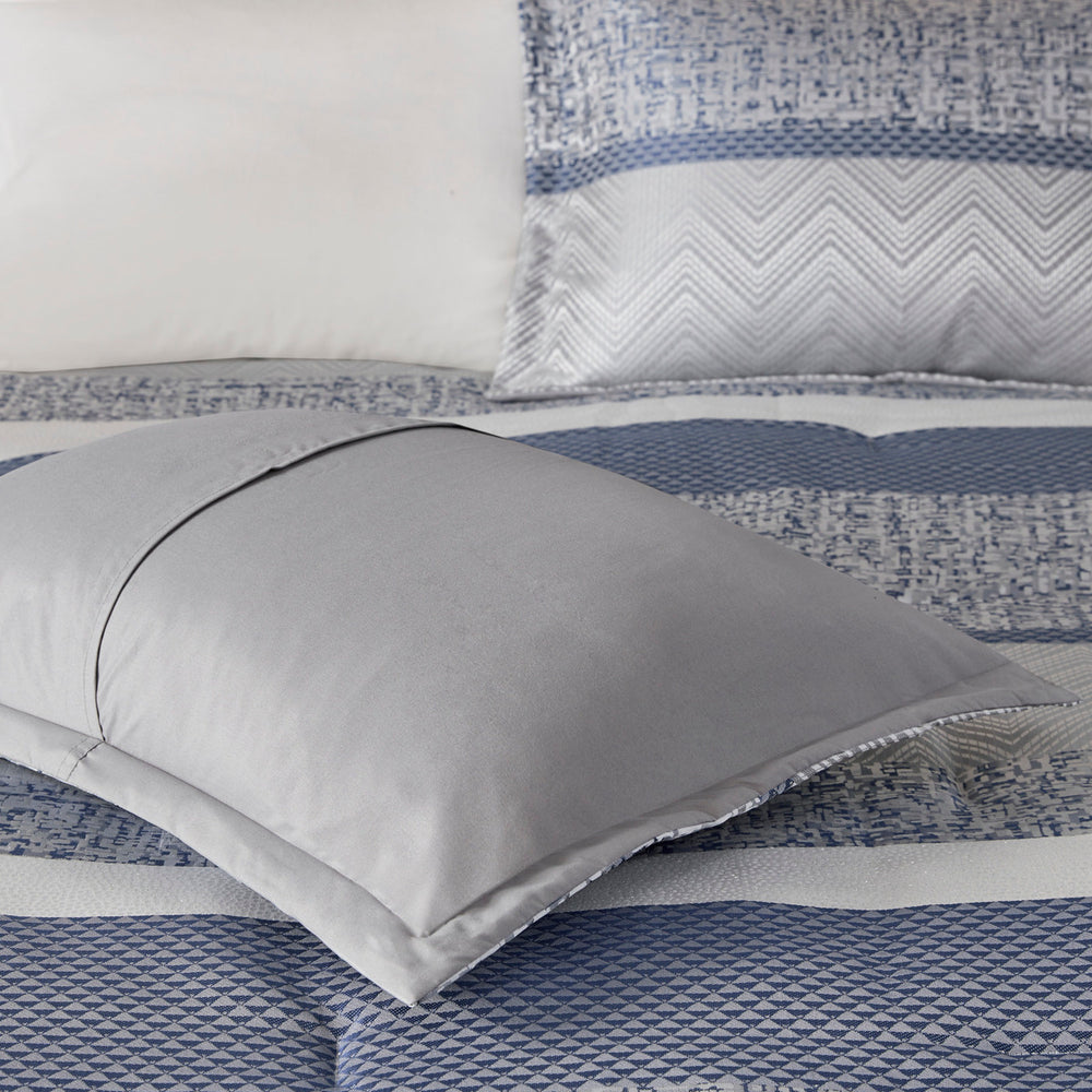 7 Piece Jacquard Comforter Set Navy Queen Media 10