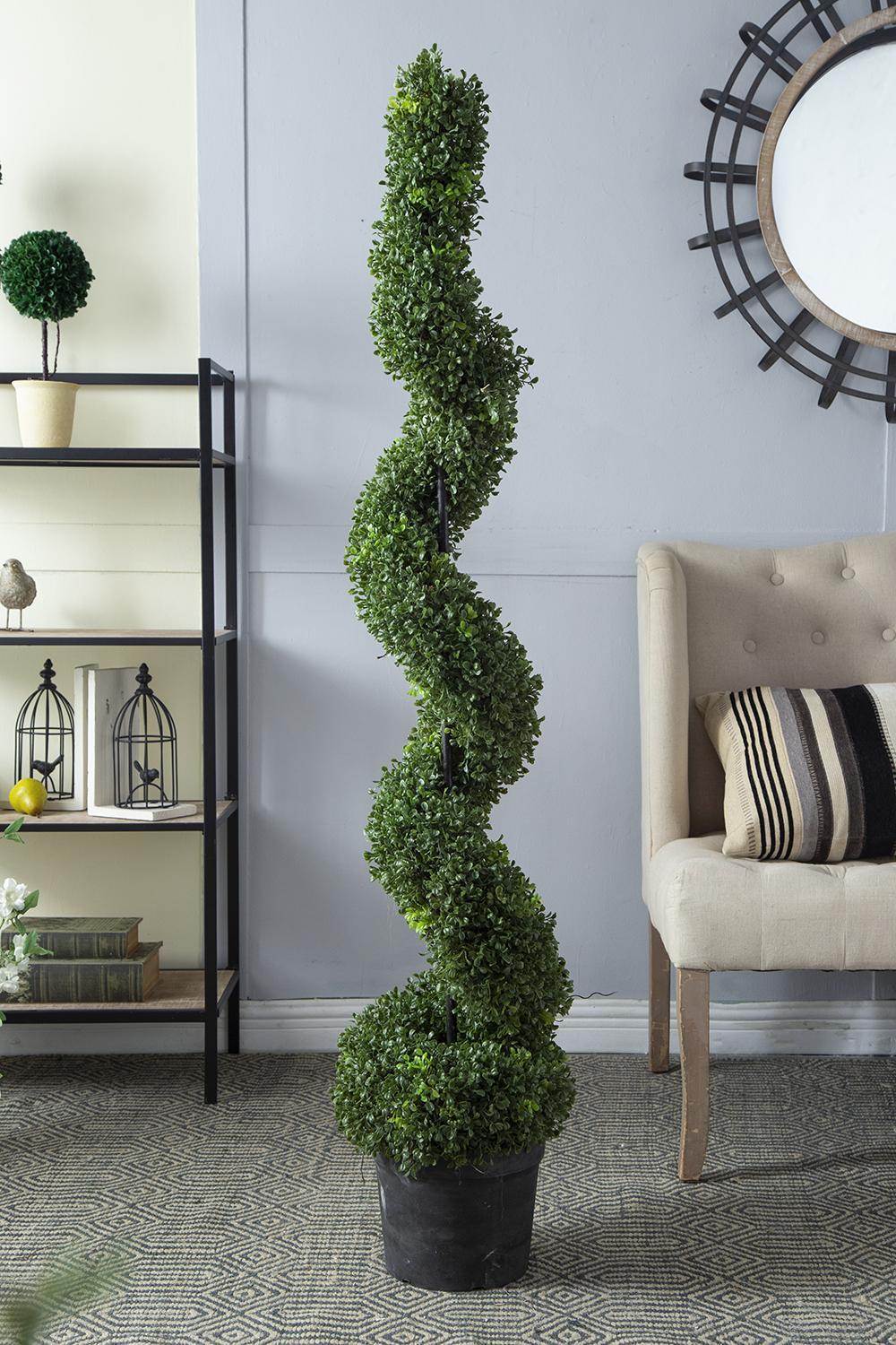 10.5x10.50x60' 5 Foot Tall Artificial Spiral Boxwood Topiary Media 1