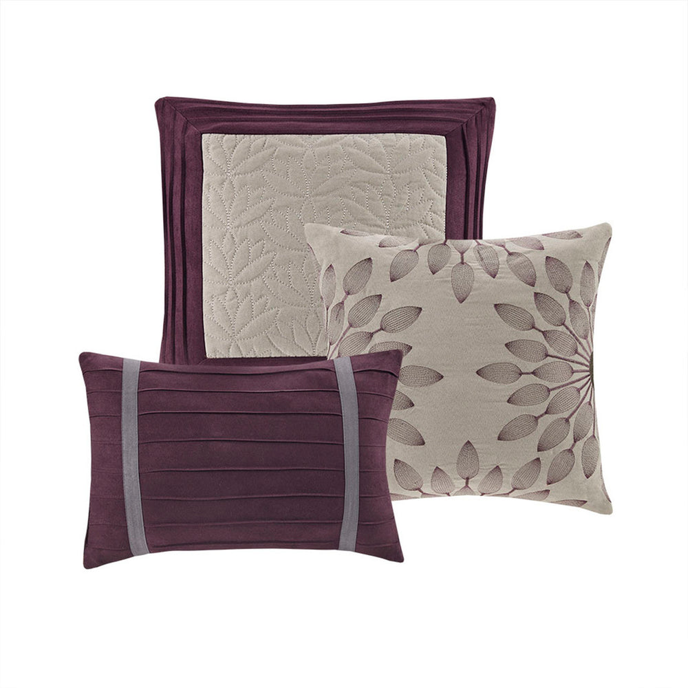 7 PC Pieced Faux Suede Comforter Set Purple King Media 8