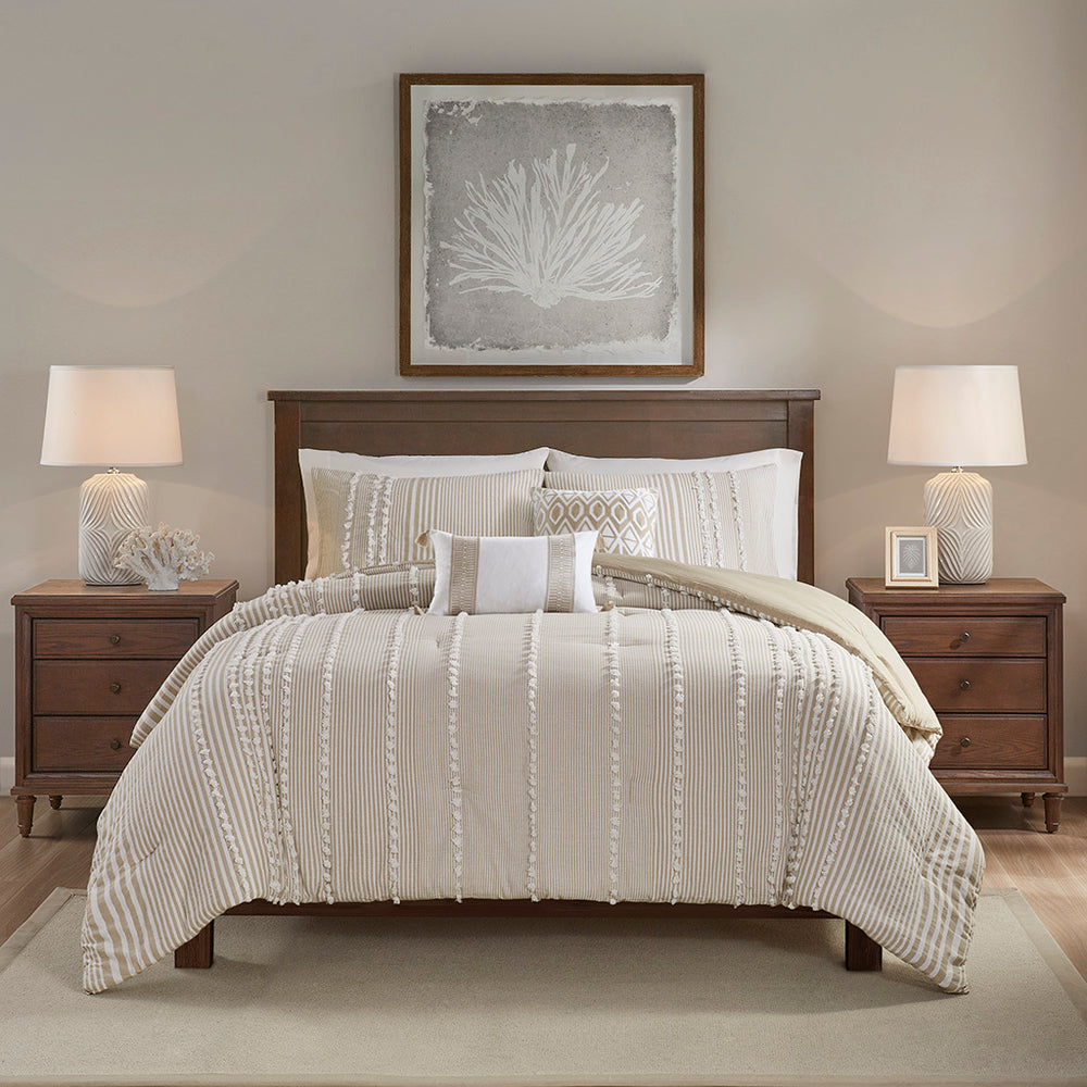 Full/Queen 3 Piece Cotton Yarn Dyed Comforter Set Media 2