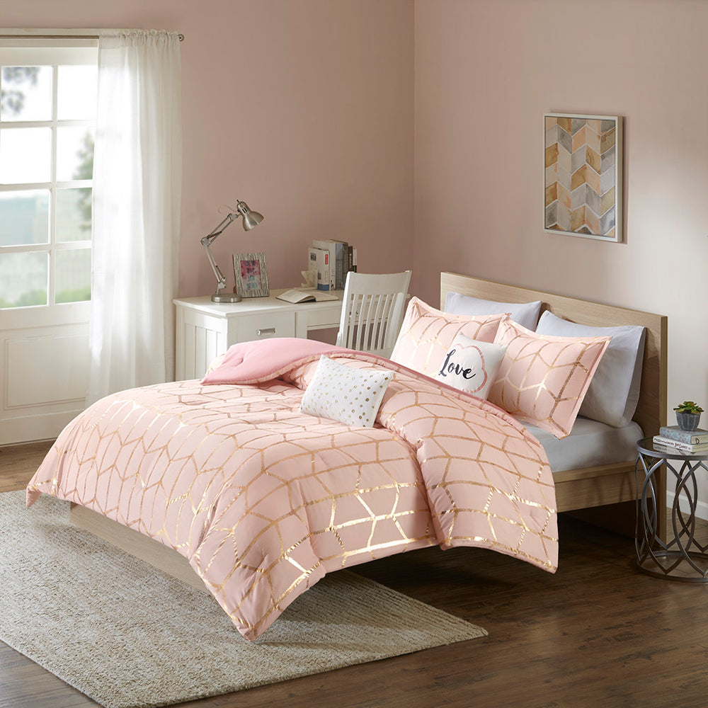 Twin/Twin XL Metallic Printed Comforter Set Media 1