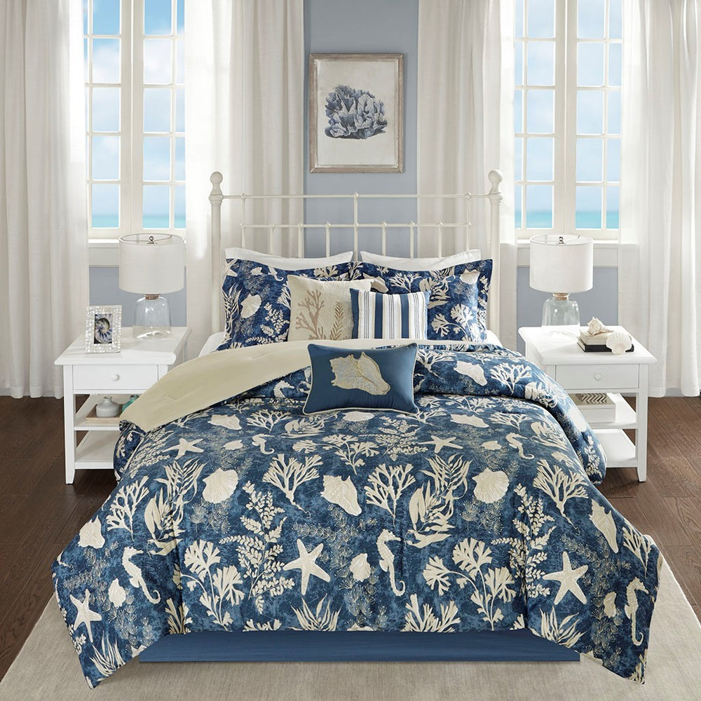 7 Piece Cotton Sateen Comforter Set Blue Queen Media 6