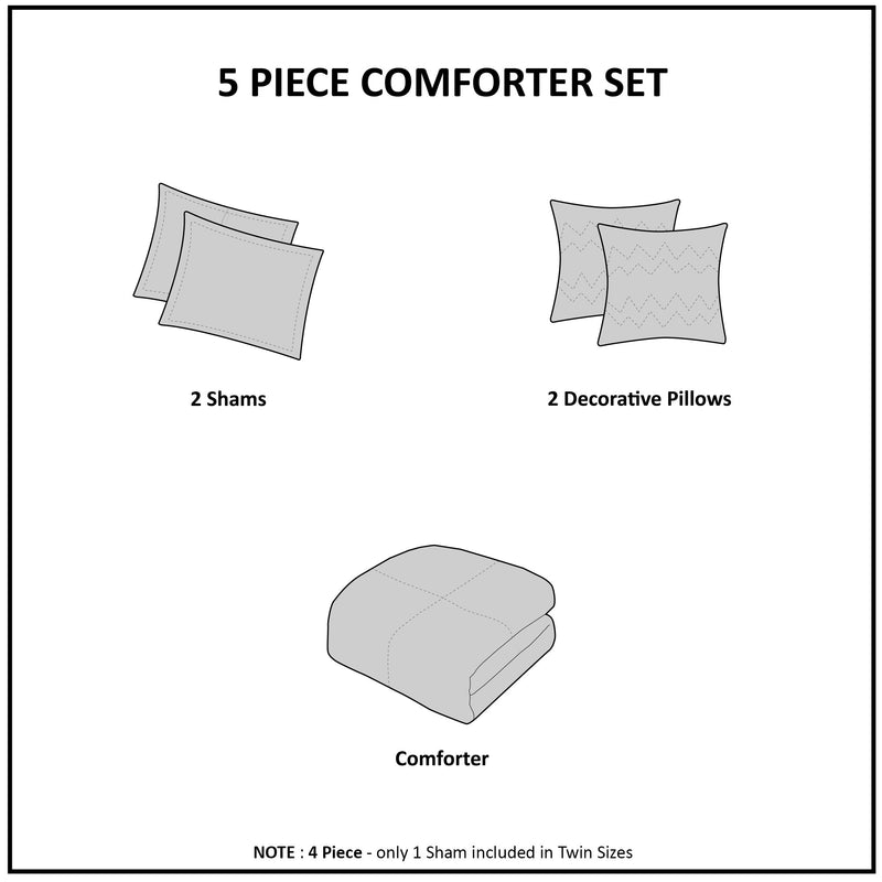 5-Piece 100% Polyester Brushed Comforter Set