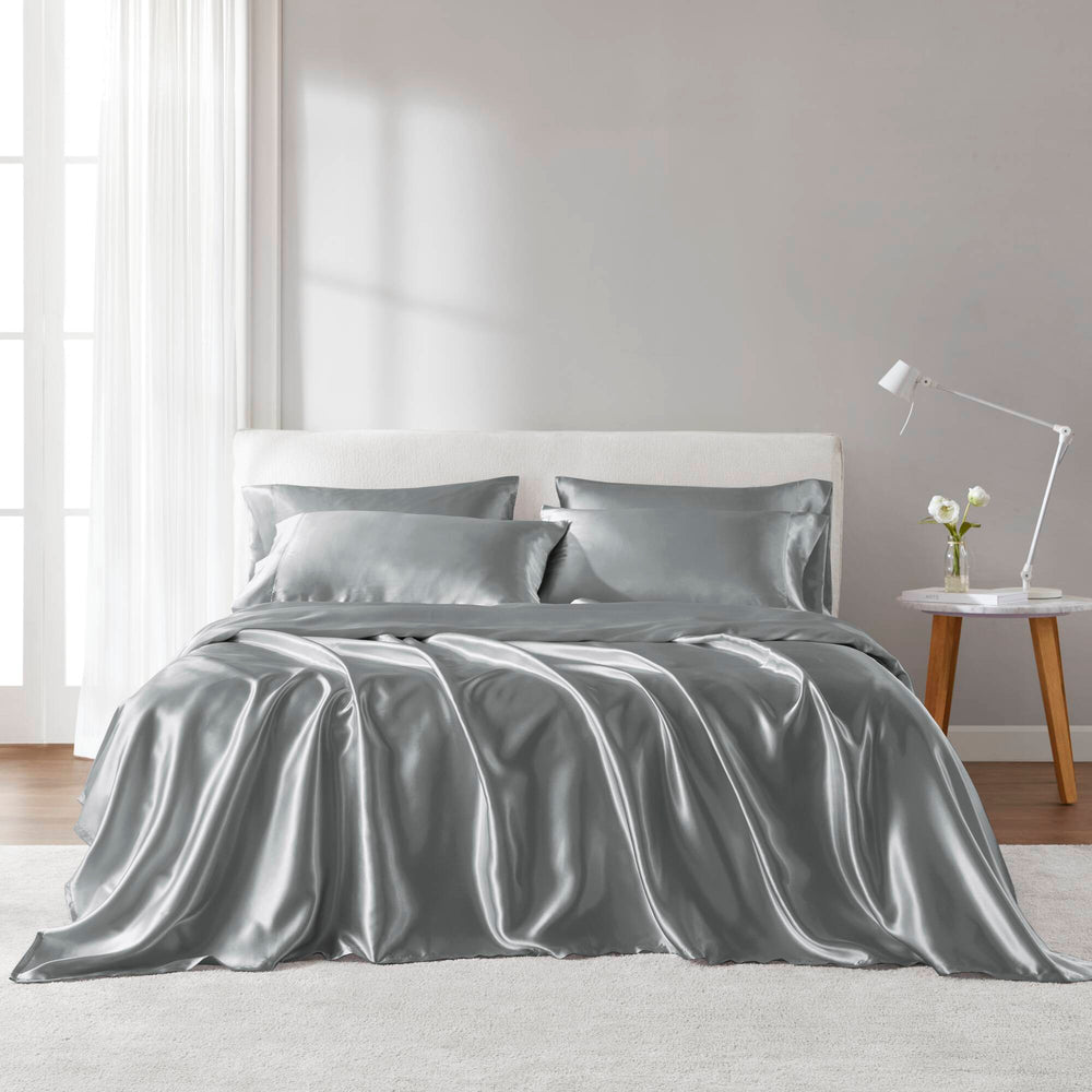 4 PCS Twin Luxury Sheet Set Grey Media 1