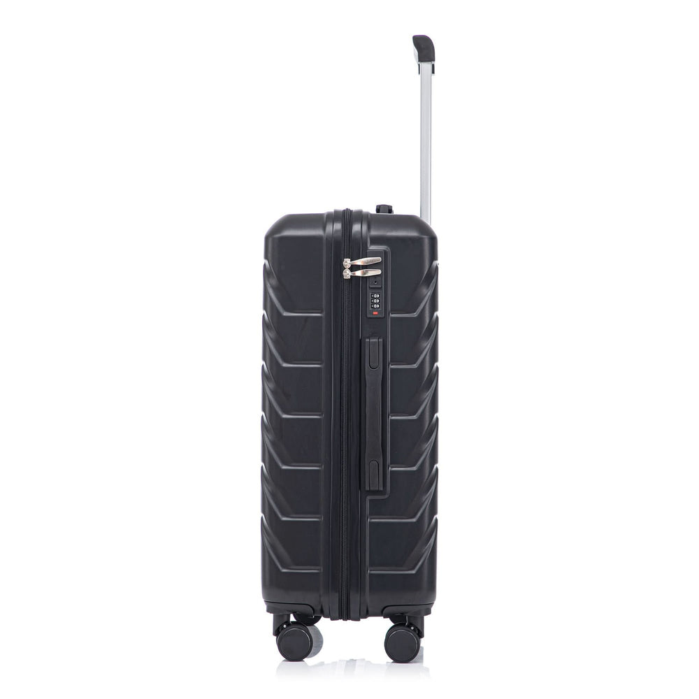 ABS Luggage Set 20 24 28 Inch Spinner Wheels Black Durable 3-Piece & Combination Lock Media 24