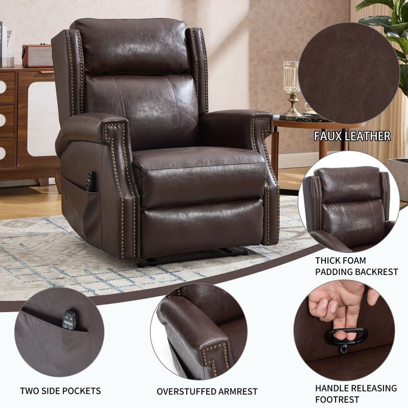 Manual Recliner Chair Faux Leather Massage With 8 Vibrating Nodes & 3 Modes For Living Room