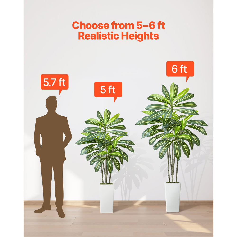 6ft Artificial Dracaena Tree Fake Plant with White Planter Indoor Media 2