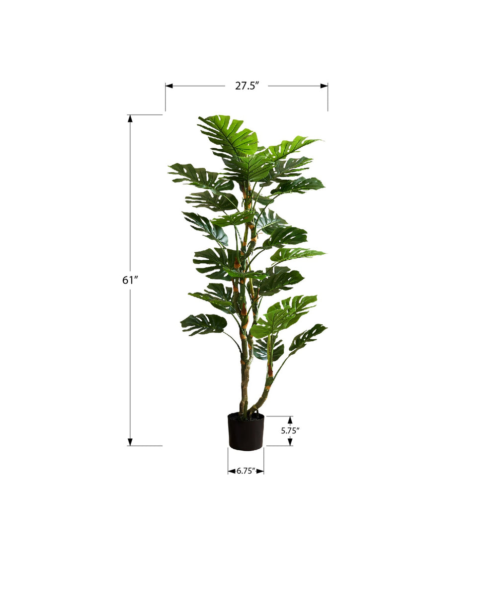 Artificial Plant, 61' Tall, Monstera Tree, Indoor, Potted, Floor, Real Touch, Green Leaves, Black Pot Media 2