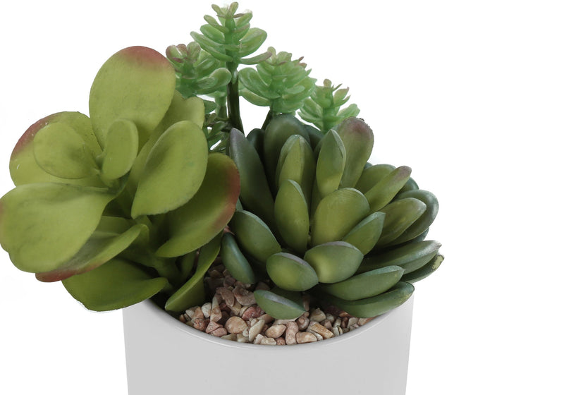 Artificial Plant, 7' Tall, Succulent, Indoor, Faux, Fake, Table, Greenery, Potted, Set Of 2, Decorative, Green Plants, White Ceramic Pots