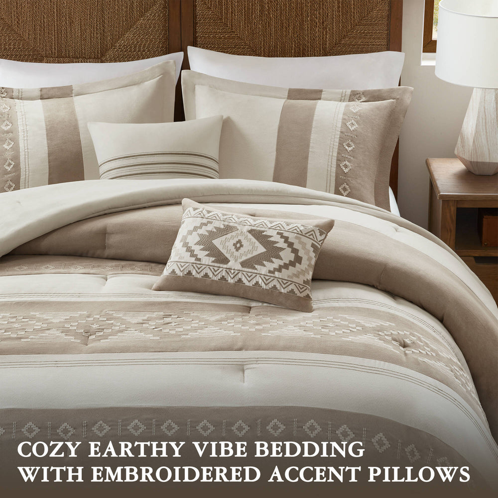 5-Piece King Comforter 5pcs Set,Taupe Media 11