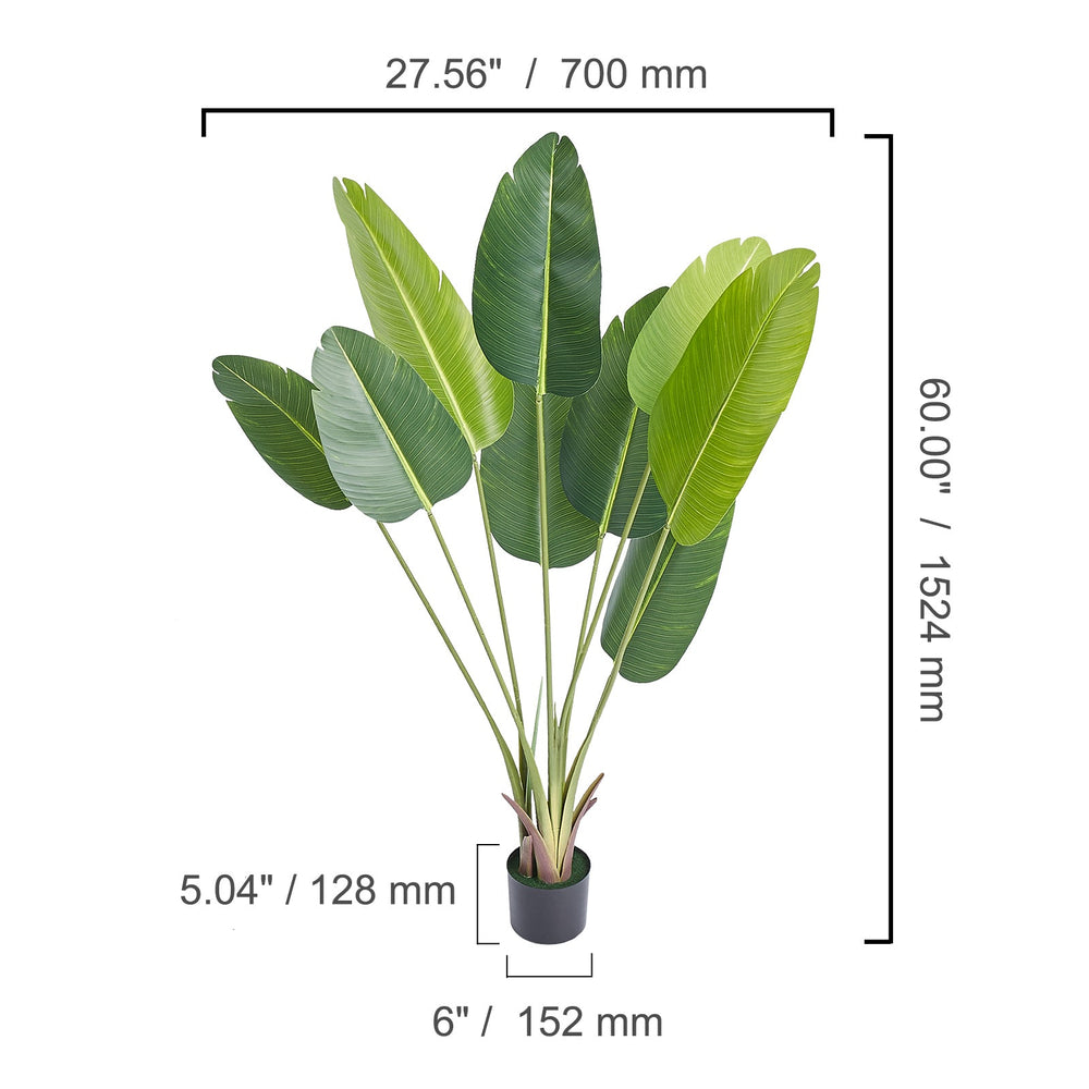 Artificial Birds Of Paradise Tree, 5 FT Tall Faux Plant, PE Material & Anti-Tip Tilt Protection Low-Maintenance Plant, Lifelike Green Fake Tree for Home Office Warehouse Decor Indoor Outdoor Media 2
