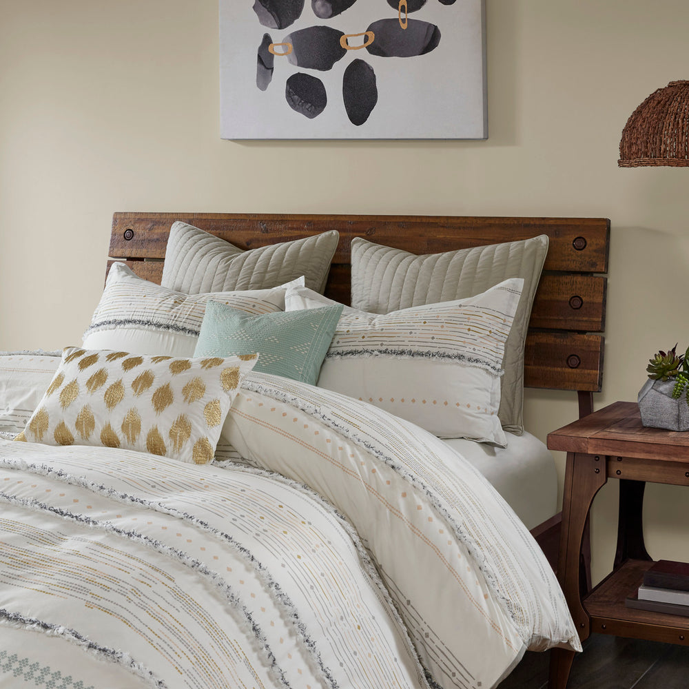 Full/Queen Cotton Printed Duvet Cover Set with Trims Media 13