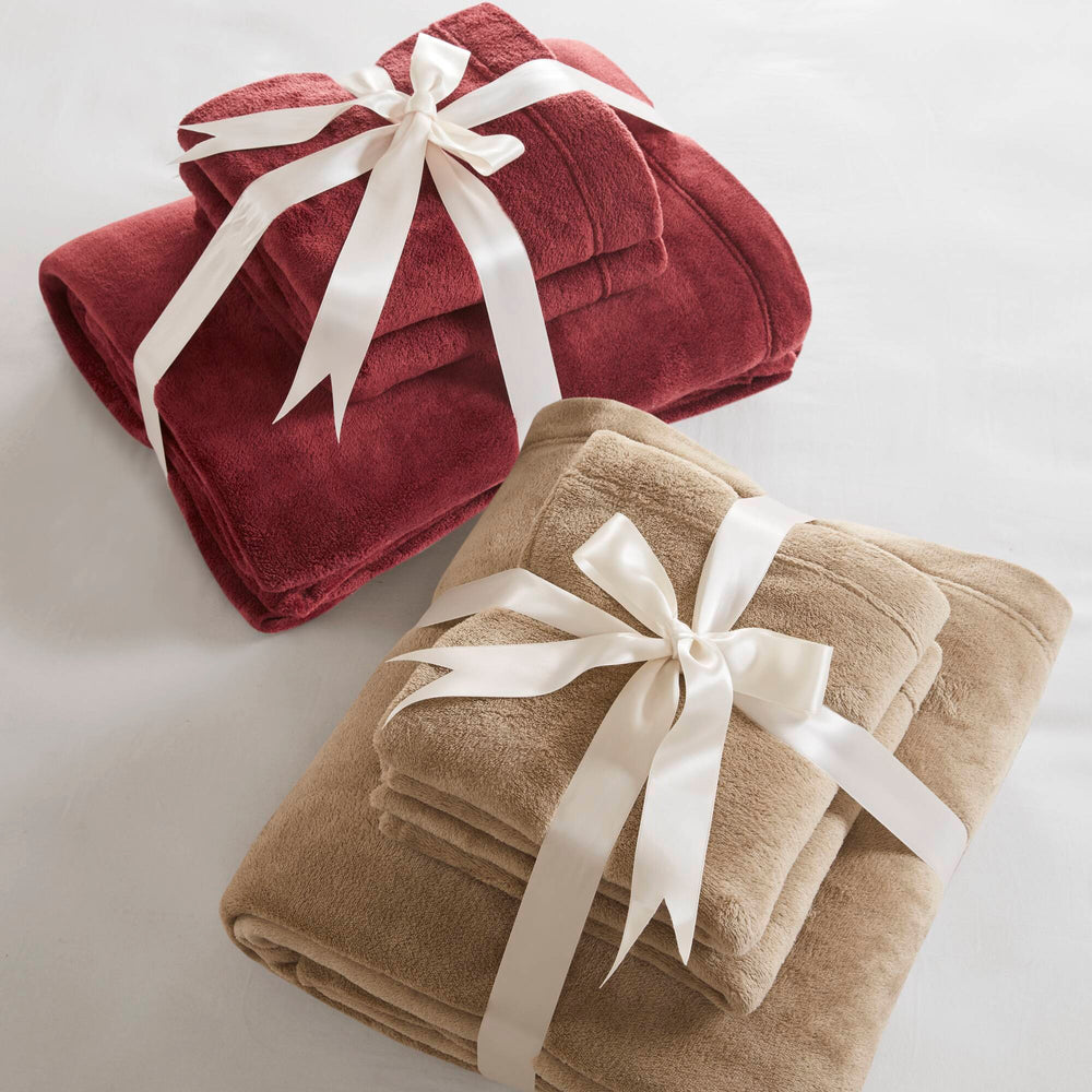 4 PCS Full Micro Plush Sheet Set Taupe Media 10