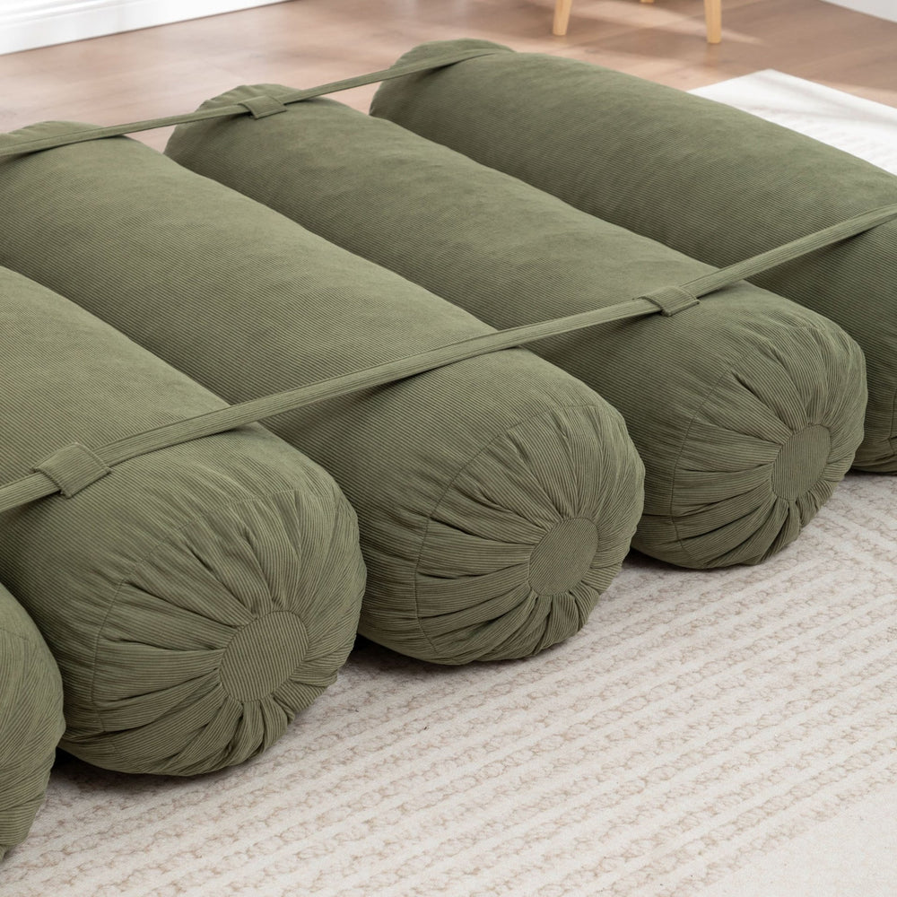 Corduroy Floor Sofa With Adjustable Straps & Multi Person Lounge Chair Media 15
