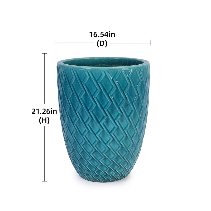 Ceramic Flowerpot, Modern Planter for Patio, Garden, Windowsill - Cyan