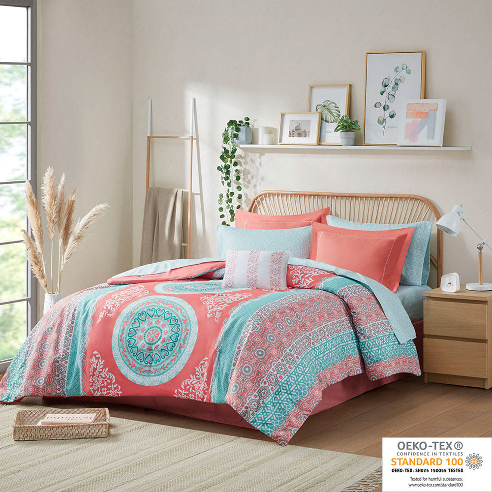 Queen Boho Comforter Set with Bed Sheets Media 8