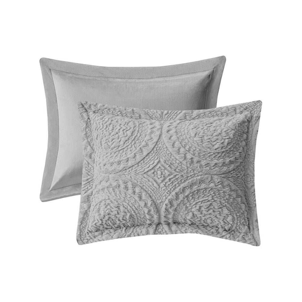Full/Queen Embroidered Medallion Faux Fur     Comforter Mini Set Media 9