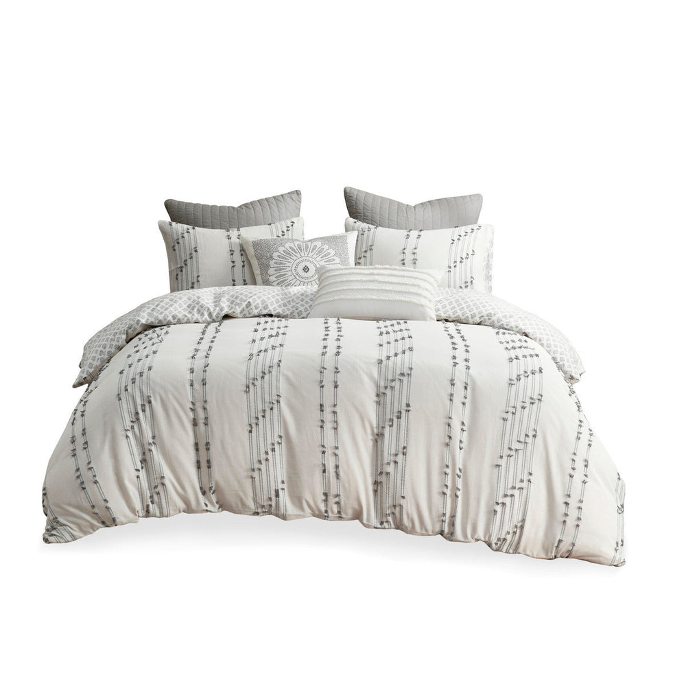 King/Cal King 3 Piece Cotton Jacquard Duvet Cover Set Media 5