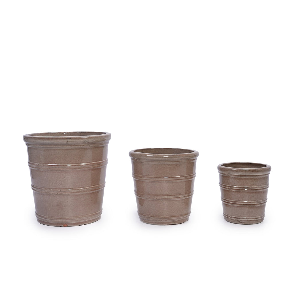 3 Pieces Ceramic Flowerpot, Modern Planter for Patio, Garden or Windowsills - Antique Yellow Media 1